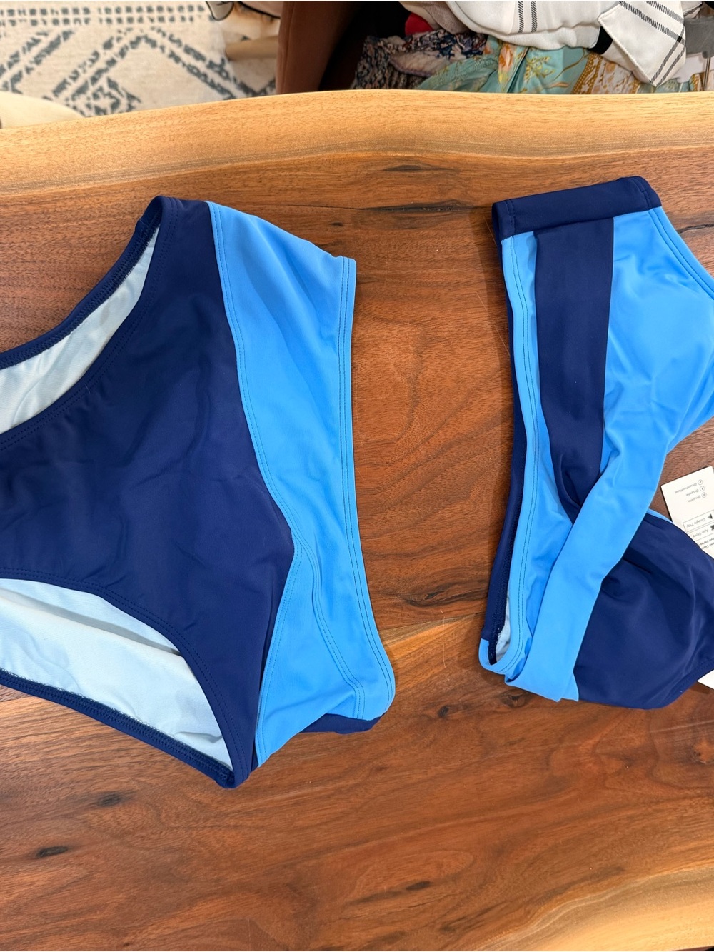 Cupshe Navy and Light Blue Colorblock Bikini Set